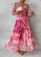 Women's Long-Sleeved Wrap Maxi Dress