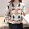Women's Christmas Sweater with Snowman and Christmas Tree Print – Cozy Knit Pullover
