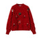 Women's V-Neck Knit Sweater with Large Bow – Elegant Batwing Sleeve Pullover