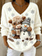 Women's Festive Christmas Sweater with Reindeer and Snowman Motif | Warm Holiday Knit Jumper for Winter Festive Celebrations