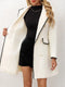 Women's Double-Breasted Contrast Trim Coat | Elegant Mid-Length Winter Jacket