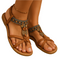 Women's Boho Summer Sandals - Beaded Straps with Secure Heel Strap