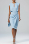 Stylish Women's Midi Dress with Keyhole Neck and Ruffles