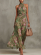 Women's Halter Chiffon Floral Sleeveless Festive Dress