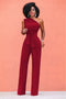 Women's Asymmetric Off-the-Shoulder Jumpsuit - Chic Evening One-Piece