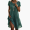 Women's Midi Dress with Round Neckline and Short Sleeves