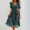 Elegant Floral Midi Dress with V-Neck
