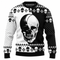Unisex Christmas Sweater – Skull Christmas Tree, Santa Hat and Snowflake Graphic Pullover