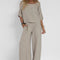 Stylish Short-Sleeved Blouse and Loose Trousers Set