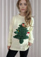 Women's 3D Christmas Sweater | Textured Christmas Tree Jumper | Relaxed Fit Round Neck Festive Knitwear for Winter Parties