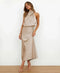 Elegant Women's Satin Halter Midi Dress - Formal
