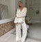 Two-Piece Heart Pattern Pajama Set with Wide Leg
