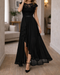 Women's Maxi Dress with Lace Bodice and High Slit