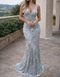 Women's V-Neck Sequined Maxi Dress