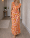 Women's V-Neck Ruffle Maxi Dress