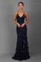 Women's Floor-Length V-Neck Sequin Dress with Spaghetti Straps