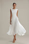 Sleeveless Pleated Midi Dress with Draped Neckline