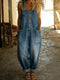 Casual Denim Jumpsuit with Adjustable Buckle