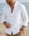 Vintage Long Sleeve Men's Shirt with Breathable Pocket