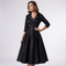 Draped Collar A-Line Midi Dress