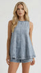 Josie Sleeveless Denim Top and Shorts Set