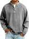 Men's Washed Henley Knitted Jumper – Button Neck Long Sleeve Knit