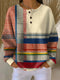 Women's Knit Button-Front Crew Neck Jumper with Waffle Texture