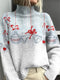 Women's Christmas Turtleneck Sweater - Festive Ornament Print Holiday Jumper - Warm Winter Knitwear for Seasonal Events
