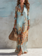 Women's Linen Maxi Dress with Paisley Pattern