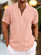 Silas Men's Linen Shirt - Breathable Short Sleeve Henley
