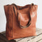 Women's Brown Leather Tote Bag with Magnetic Snap Closure